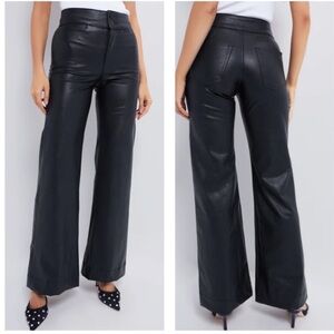 ASKK NY NWT 32 Brighton Faux Leather‎ High Rise Wide Leg Flare Pants